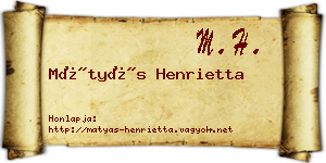 Mátyás Henrietta névjegykártya